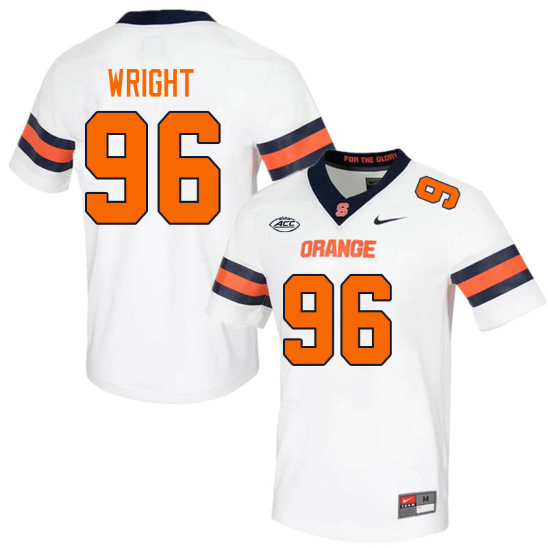 Syracuse Orange #96 Elijah Wright College Football Jerseys Stitched-White
